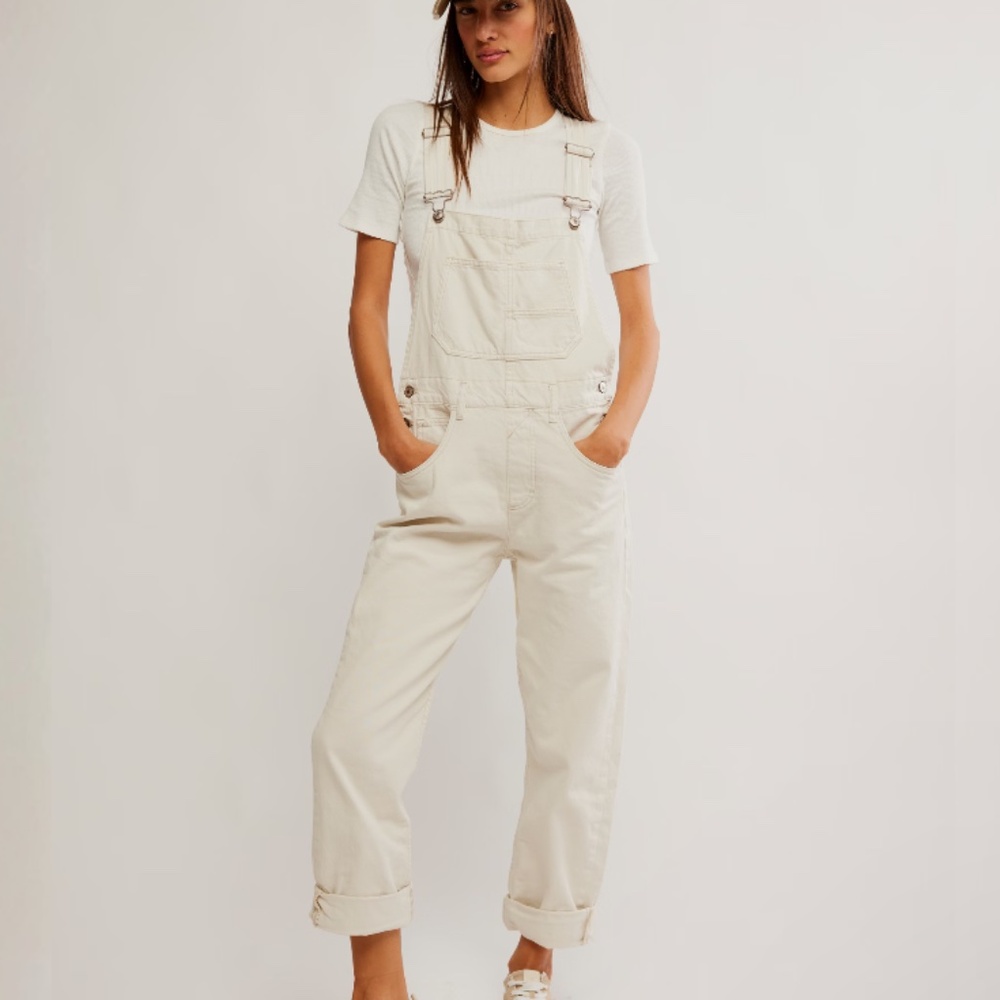 Free People Cream Overalls